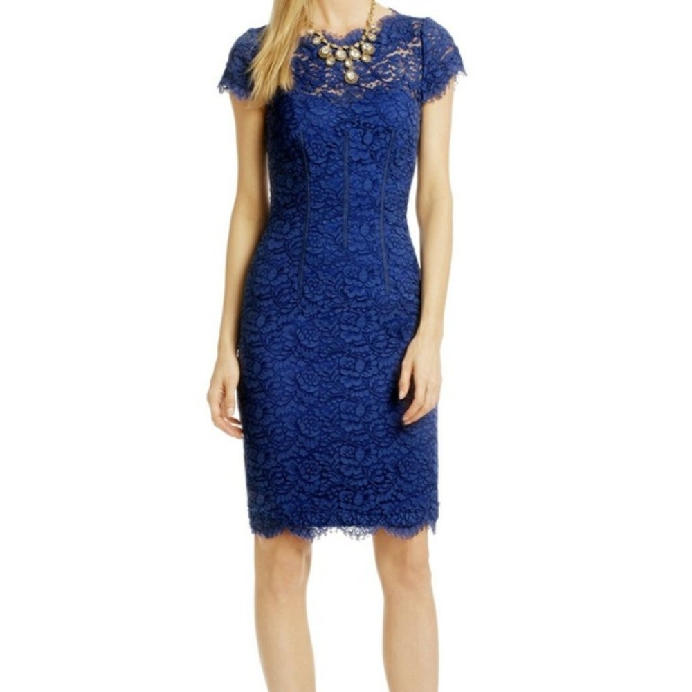 Monique Lhuillier Navy Blue Lace Dress